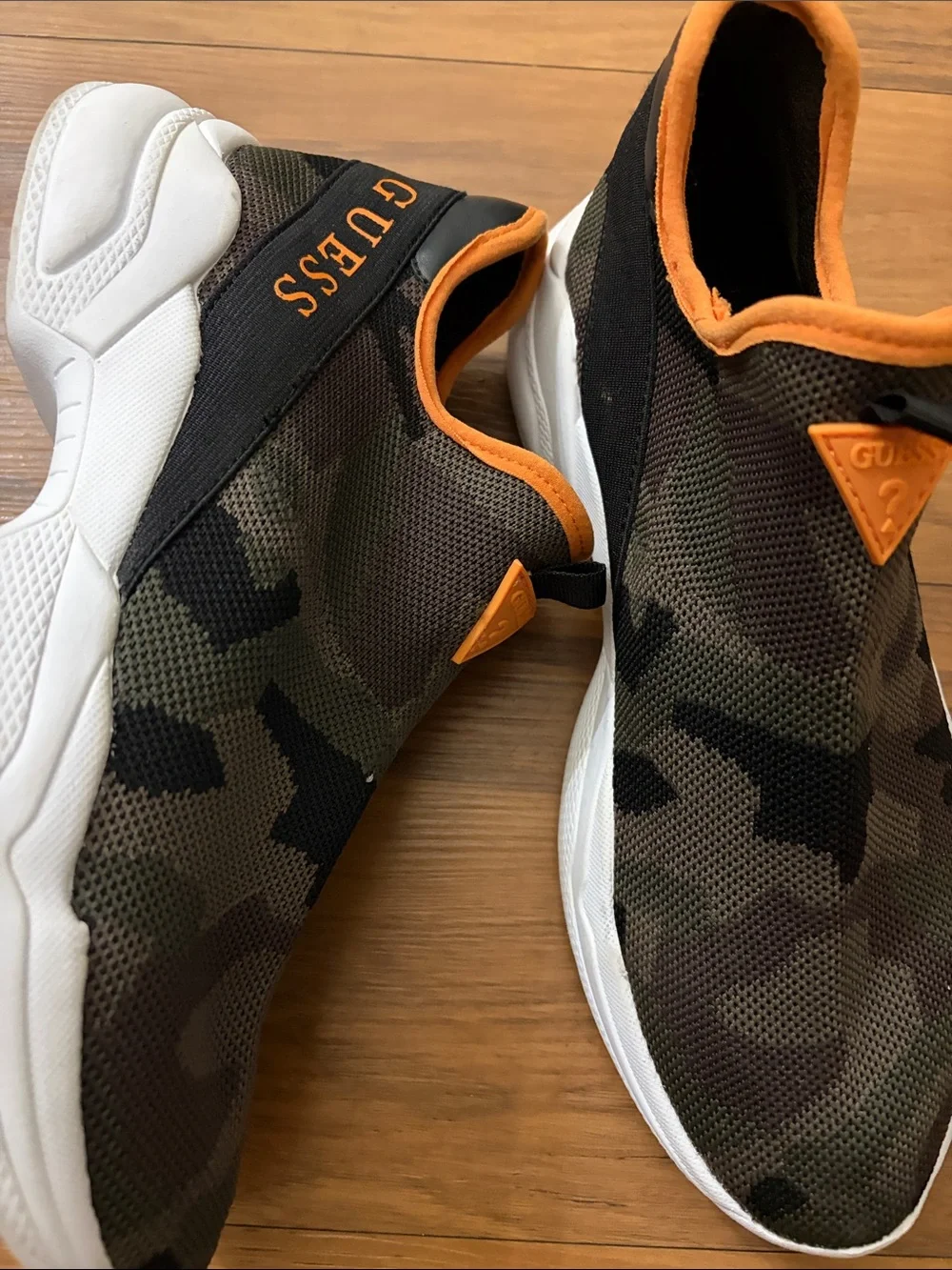 GUESS Women’s Camouflage Slip-On Espadrilles with Orange Trim